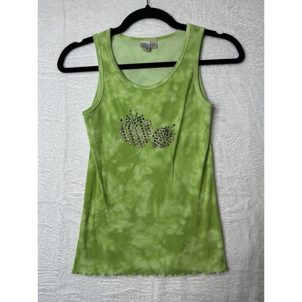 Vintage SO Green Girls' L(14) or Women's Small Studded Tank Top